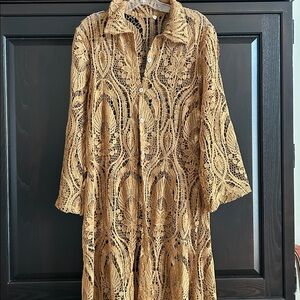 Elegant Brown Lace Over-Dress•L